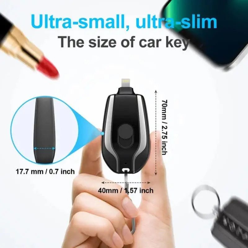Compact Emergency Keychain Charger شاحن طوارئ صغير الحجم يُعلق على سلسلة المفاتيح