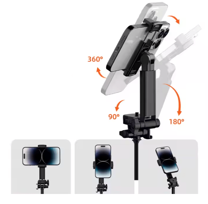 360° Rotating Pan-Tilt Selfie Stick Tripod حامل ثلاثي القوائم لعصا السيلفي قابل للدوران 360 درجة