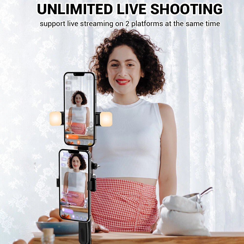 360° Rotating Pan-Tilt Selfie Stick Tripod حامل ثلاثي القوائم لعصا السيلفي قابل للدوران 360 درجة