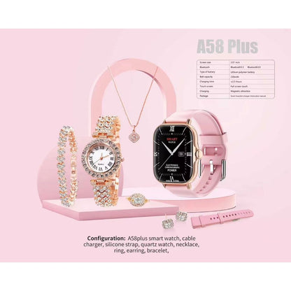 🎁 Gift Pack A58 Smart Watch 5 in 1 ساعة ذكية A58 متعددة الوظائف (5 في 1) - هدية