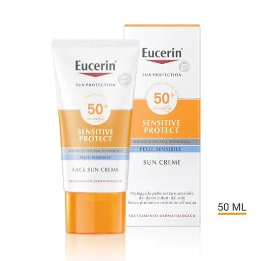 🌞Eucerin Sunblock Sensitive Protect Sun Creme SPF 50+ (Original كريم يوسيرين الواقي من الشمس للبشرة الحساسة بعامل حماية من الشمس 50+ (الأصلي)